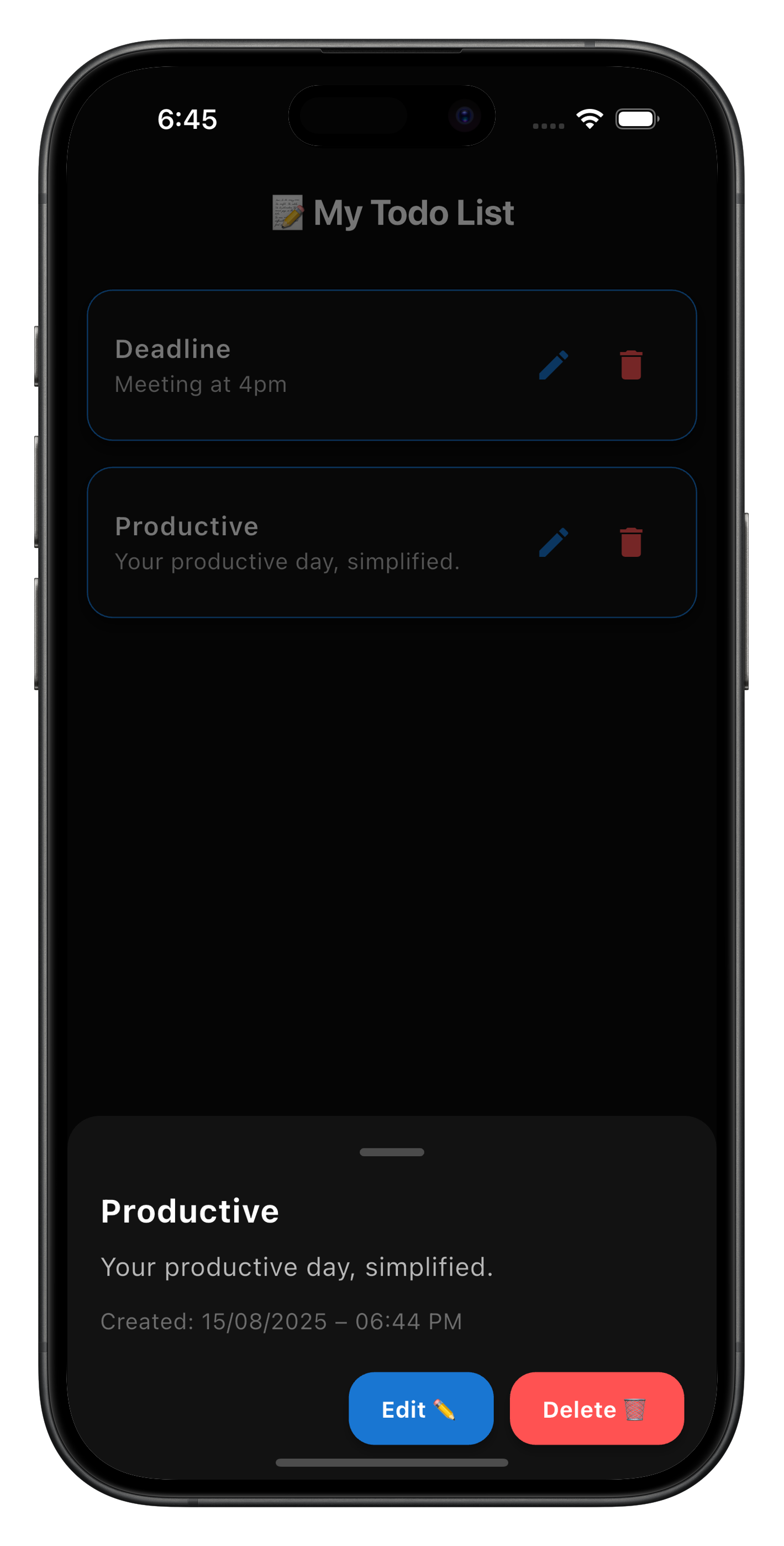 Add Note Screen