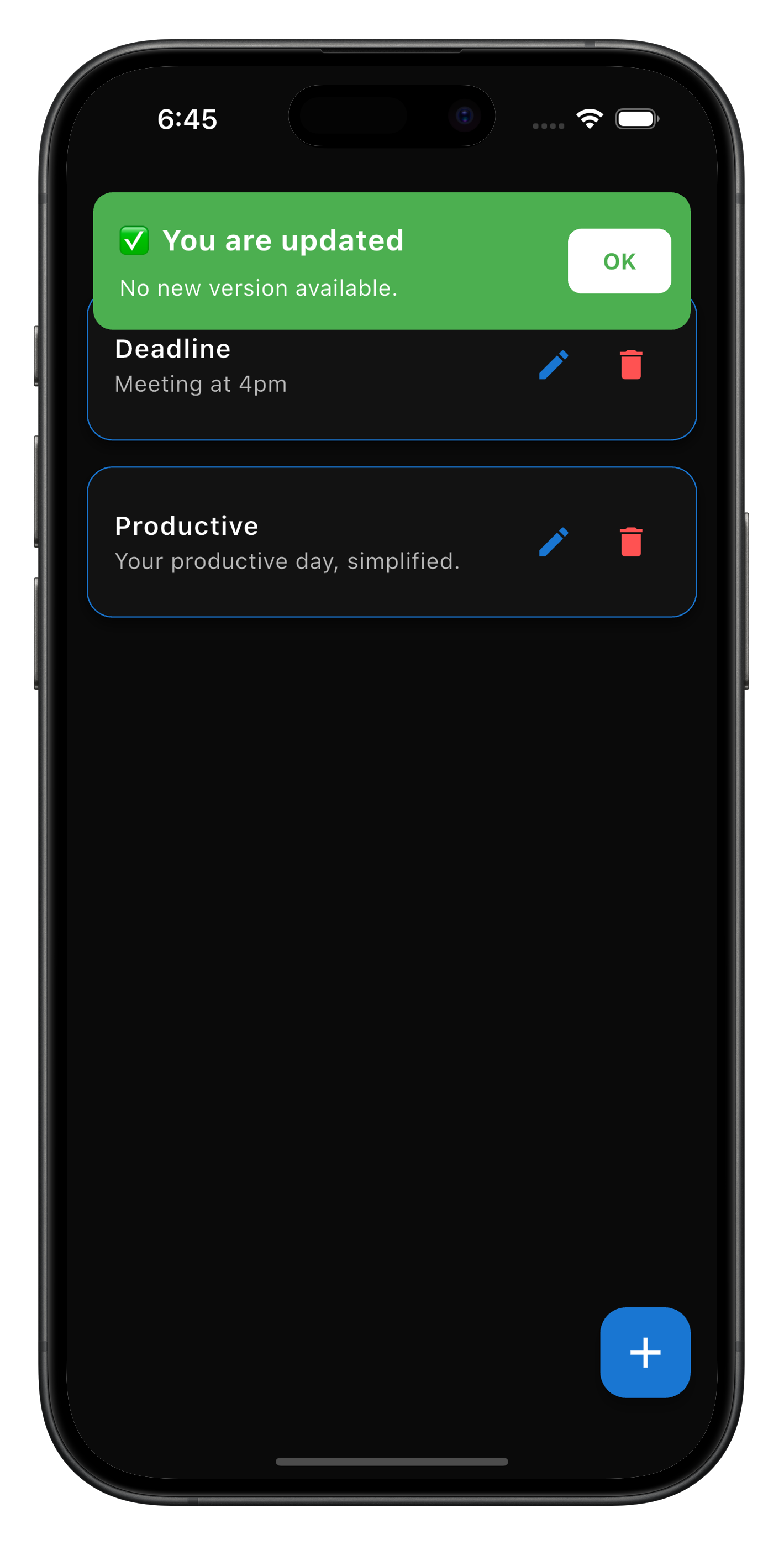Updated Status Screen